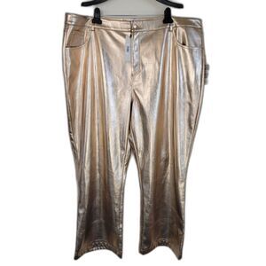 Never Fully Dressed Gold Vegan Leather Trouser